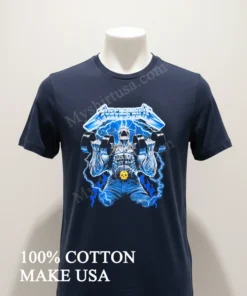 Muscle Mafia Skeleton Lifting Dumbbells Lightning funny america t-shirts