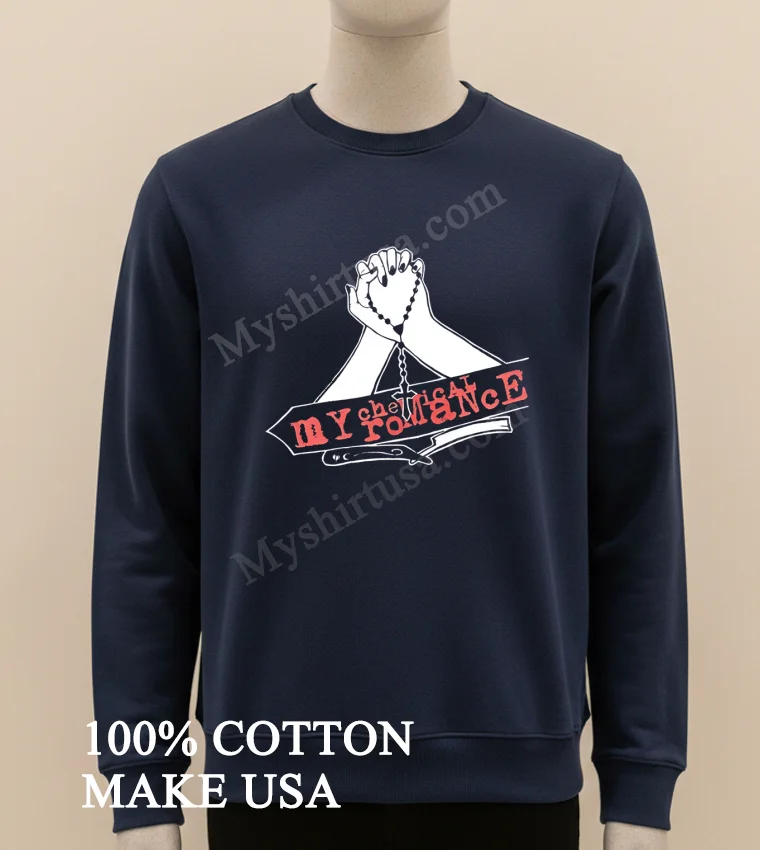 My Chemical Romance Praying Hands Rosary And Razor Blade funny america t-shirts - long sleve shirt My Chemical Romance Praying Hands Rosary And Razor Blade Shirt Long Sleve Shirt