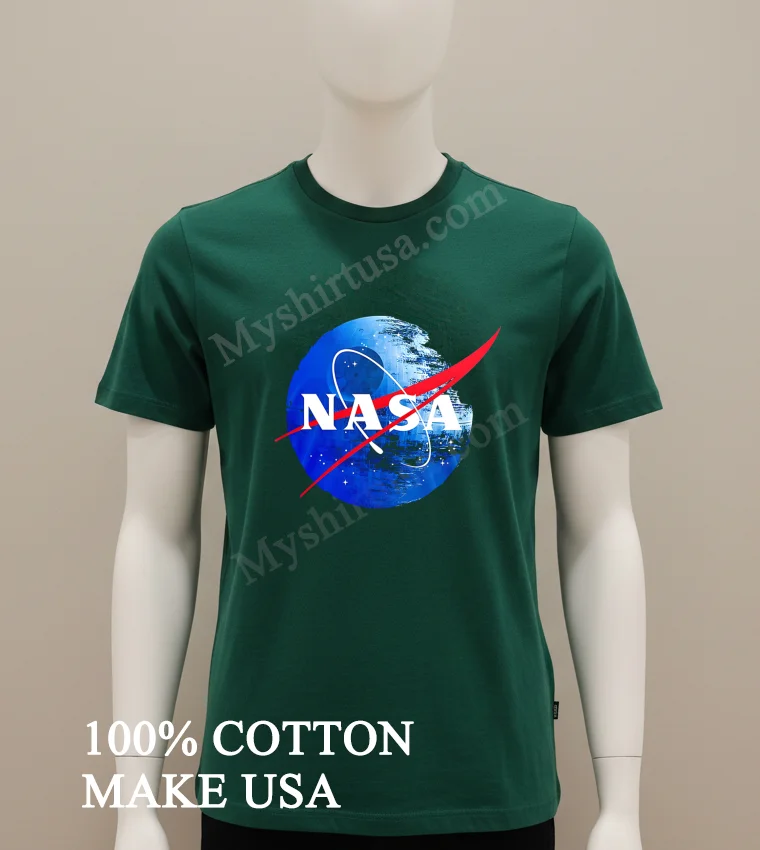 Nasa Logo On Death Star Space Station funny america t-shirts - green-shirt Nasa Logo On Death Star Space Station Shirt Green Shirt