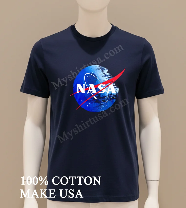 Nasa Logo On Death Star Space Station Shirt Navy Shirt