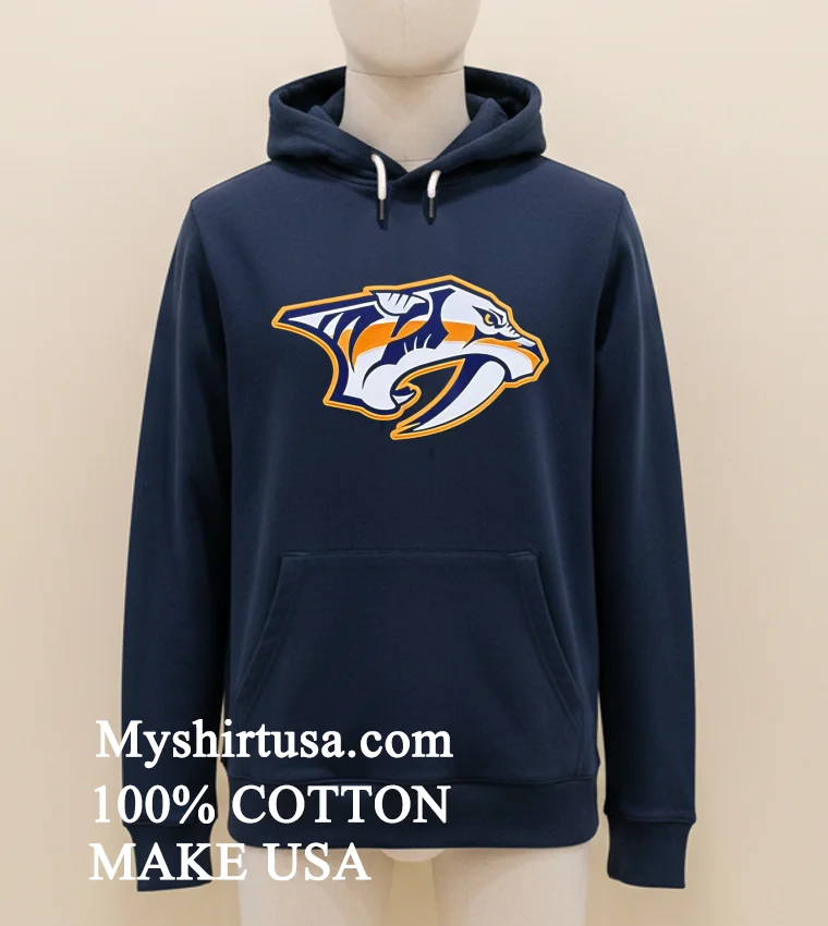 Nashville Predators Full Front Logo Shirt Navy Shirt 1