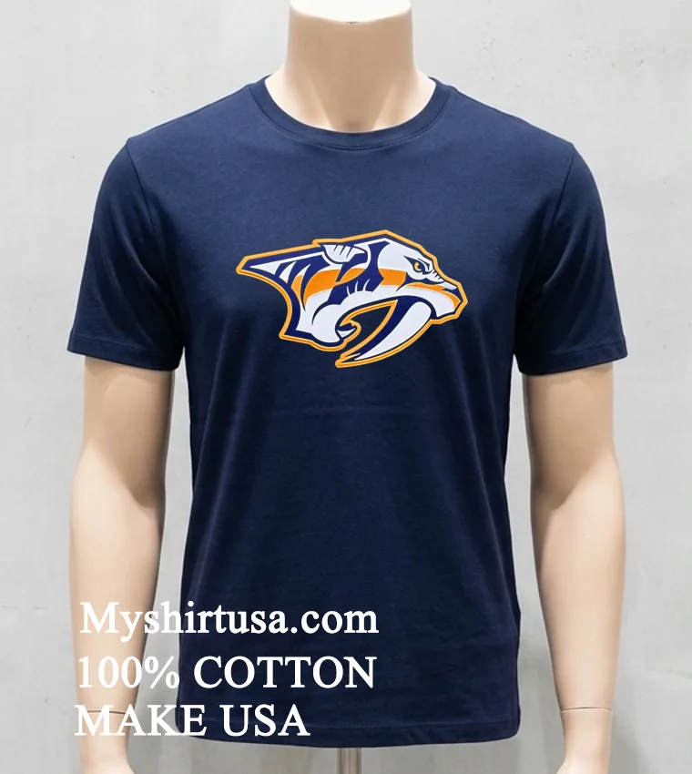 Nashville Predators Full Front Logo Shirt Navy Shirt