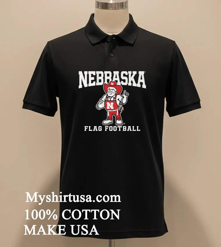 Nebraska Herbie Husker Mascot Flag Football Graphic Shirt Balck Shirt 1