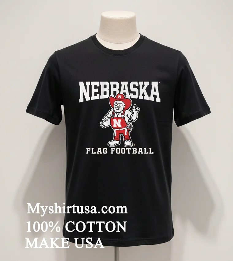 Nebraska Herbie Husker Mascot Flag Football Graphic Shirt Balck Shirt
