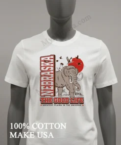 Nebraska The Good Life Greatest Plains Mammoth Cowboy Cat funny america t-shirts