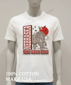 Nebraska The Good Life Greatest Plains Mammoth Cowboy Cat funny america t-shirts