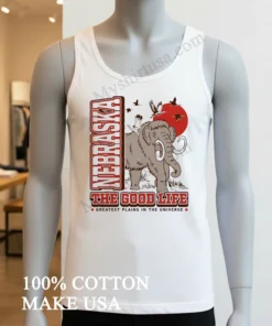 Nebraska The Good Life Greatest Plains Mammoth Cowboy Cat funny america t-shirts