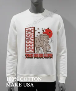 Nebraska The Good Life Greatest Plains Mammoth Cowboy Cat funny america t-shirts