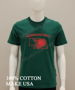 Nebrasketball Nebraska State Map And Basketball Net Sports funny america t-shirts