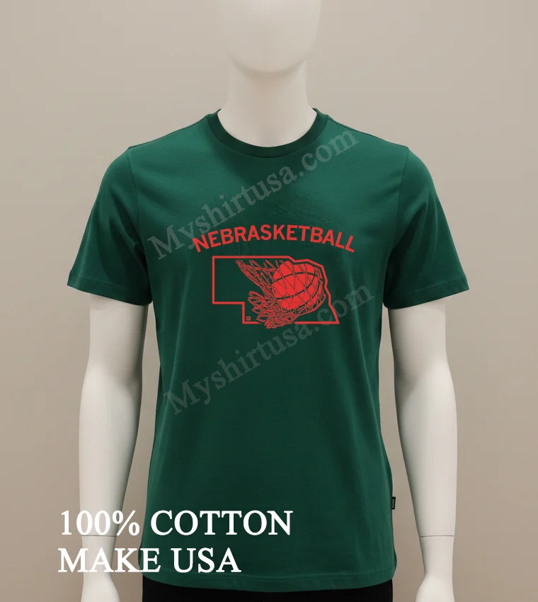 Nebrasketball Nebraska State Map And Basketball Net Sports funny america t-shirts - green-shirt Nebrasketball Nebraska State Map And Basketball Net Sports Shirt Green Shirt