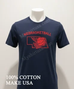 Nebrasketball Nebraska State Map And Basketball Net Sports funny america t-shirts