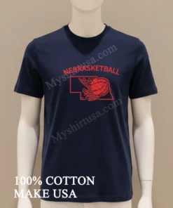 Nebrasketball Nebraska State Map And Basketball Net Sports funny america t-shirts