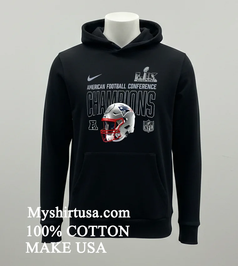 New England Patriots 2025 Afc Champions Helmet Shirt Balck Shirt