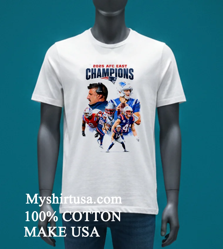 New England Patriots 2025 Afc East Champions Graphic Shirt - white-t-shirt New England Patriots 2025 Afc East Champions Graphic Shirt White T Shirt 4