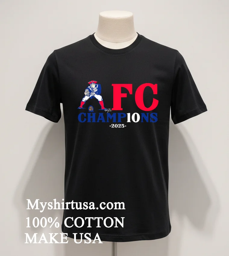 New England Patriots Afc Champ10ns Super Bowl 2025 Shirt Balck Shirt 1