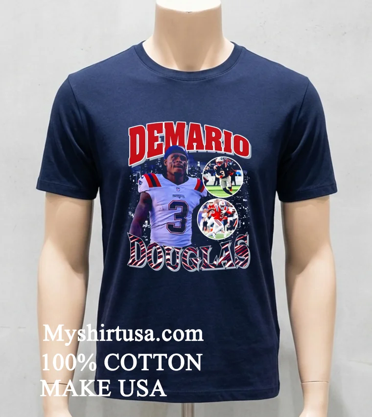 New England Patriots Demario Douglas Throwback Style Graphic Shirt Navy Shirt