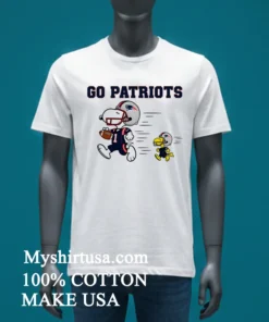 New England Patriots Snoopy Go Patriots Cartoon Shirt