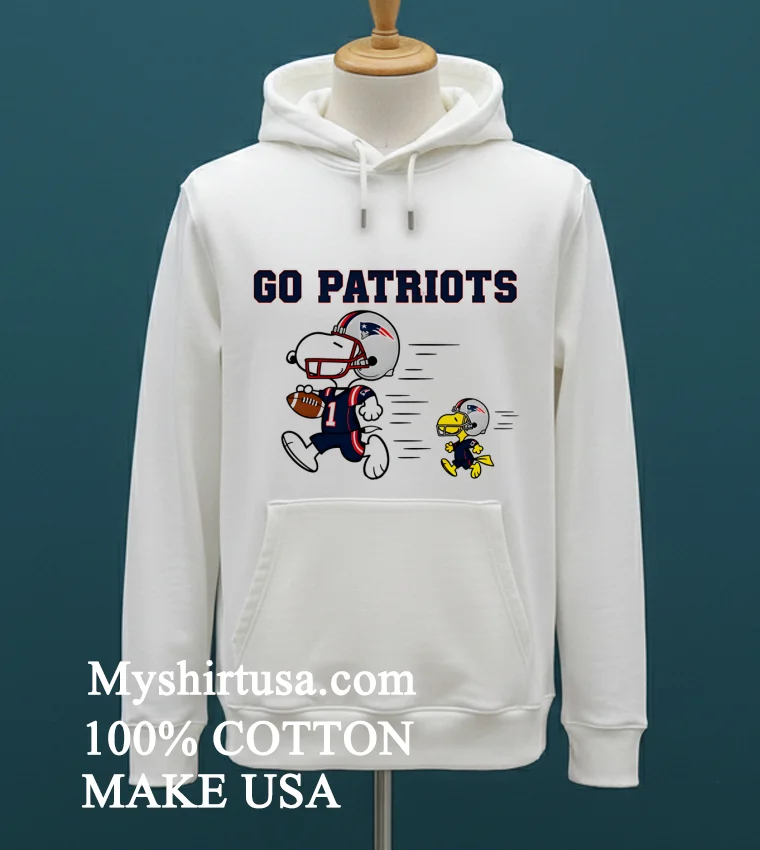 New England Patriots Snoopy Go Patriots Cartoon Shirt White T Shirt