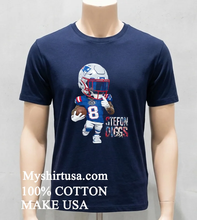 New England Patriots Stefon Diggs Cartoon Shirt Navy Shirt