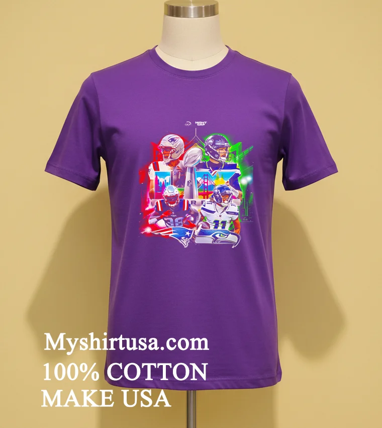 New England Patriots Vs Seattle Seahawks In Super Bowl Lx 2026 Match Up Shirt Purple Shirt