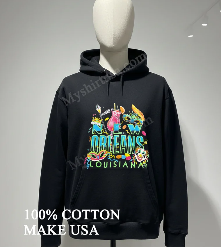 New Orleans Louisiana Bourbon St Masks And Drink funny america t-shirts - hoodie-shirt New Orleans Louisiana Bourbon St Masks And Drink Shirt Hoodie Shirt