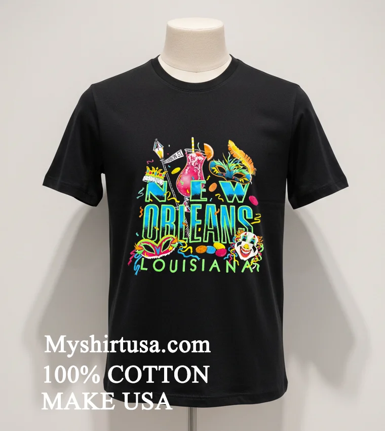 New Orleans Louisiana Mardi Gras Bourbon Street Shirt Balck Shirt