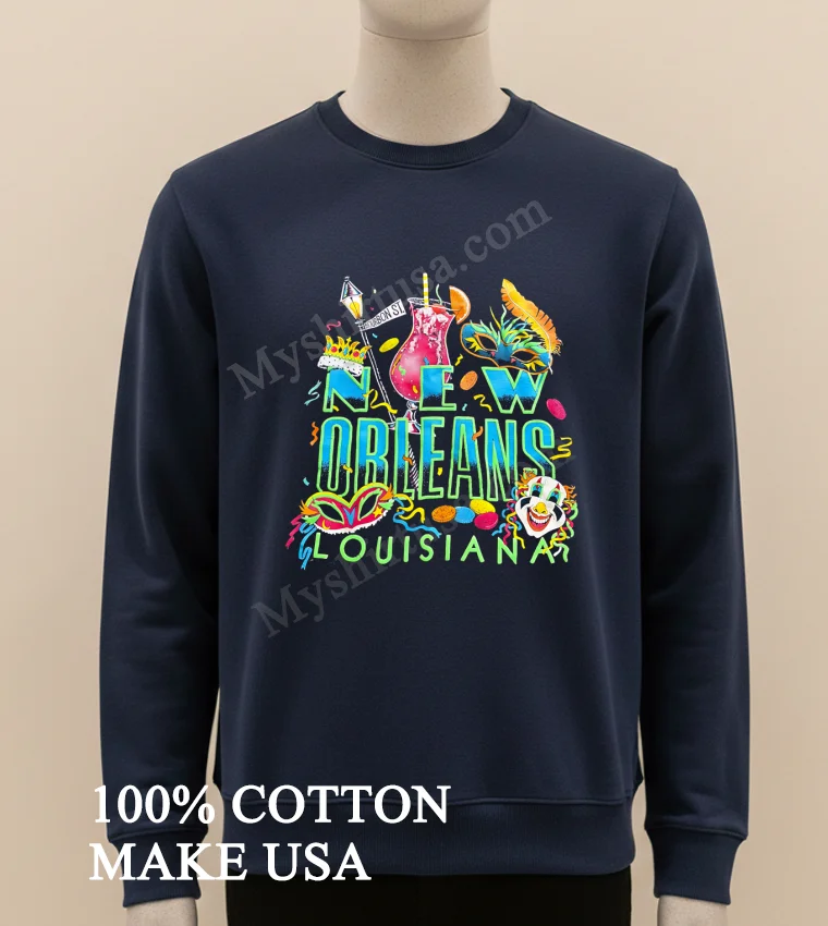 New Orleans Louisiana Mardi Gras Bourbon Street Shirt Long Sleve Shirt