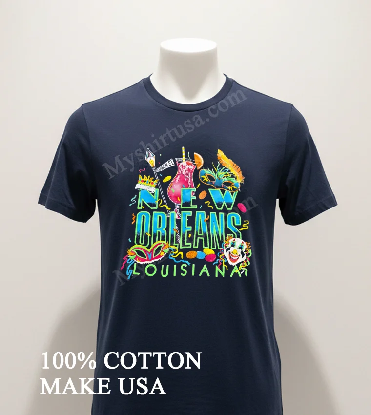 New Orleans Louisiana Mardi Gras Bourbon Street funny america t-shirts - navy-shirt New Orleans Louisiana Mardi Gras Bourbon Street Shirt Navy Shirt 1