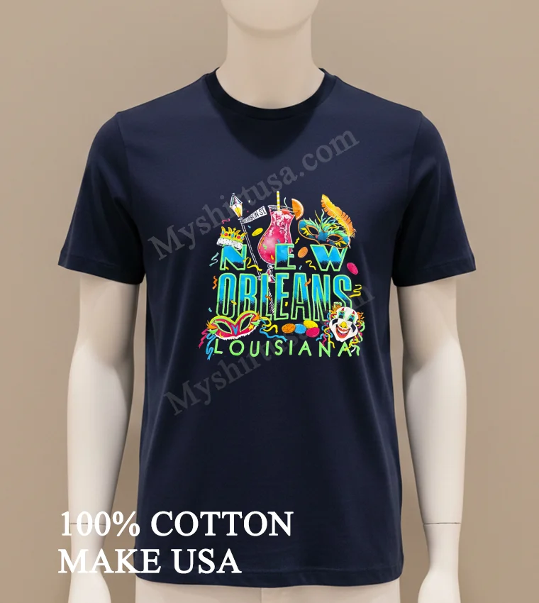 New Orleans Louisiana Mardi Gras Bourbon Street funny america t-shirts - navy-shirt New Orleans Louisiana Mardi Gras Bourbon Street Shirt Navy Shirt