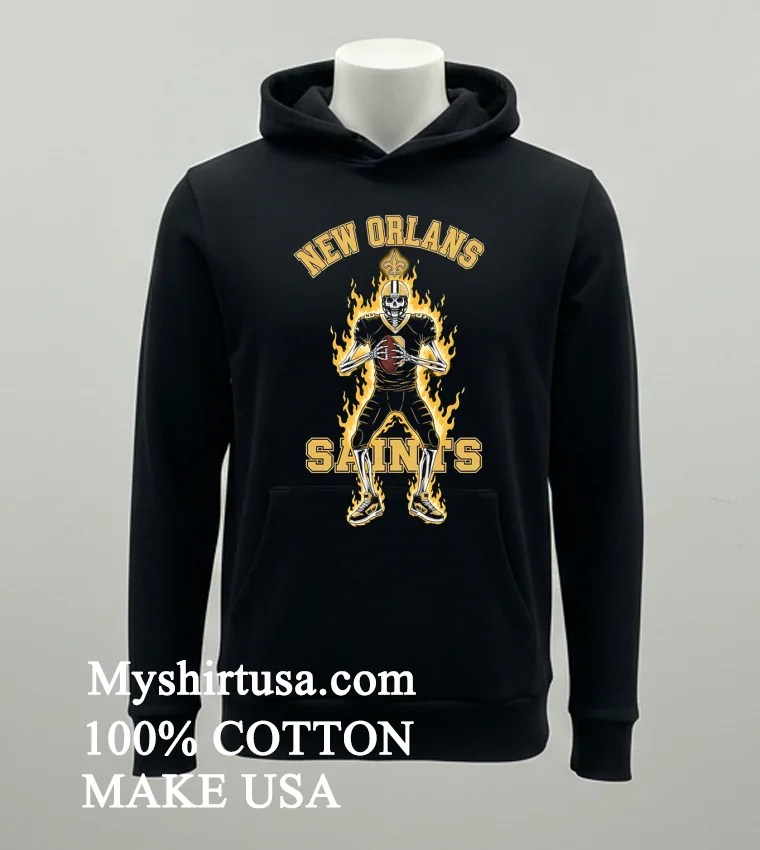 New Orleans Saints Men’s Football Skeleton Player Burning Shirt - balck-shirt New Orleans Saints Mens Football Skeleton Player Burning Shirt Balck Shirt