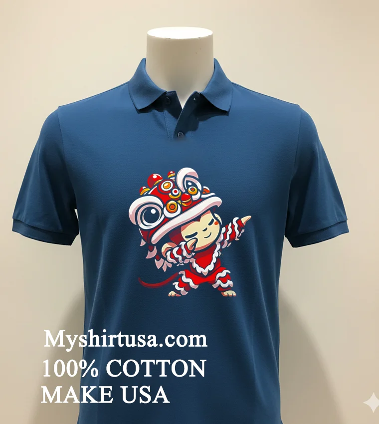 New Year 2025 Dabbing Monkey Lion Dance Shirt Navy Shirt 1