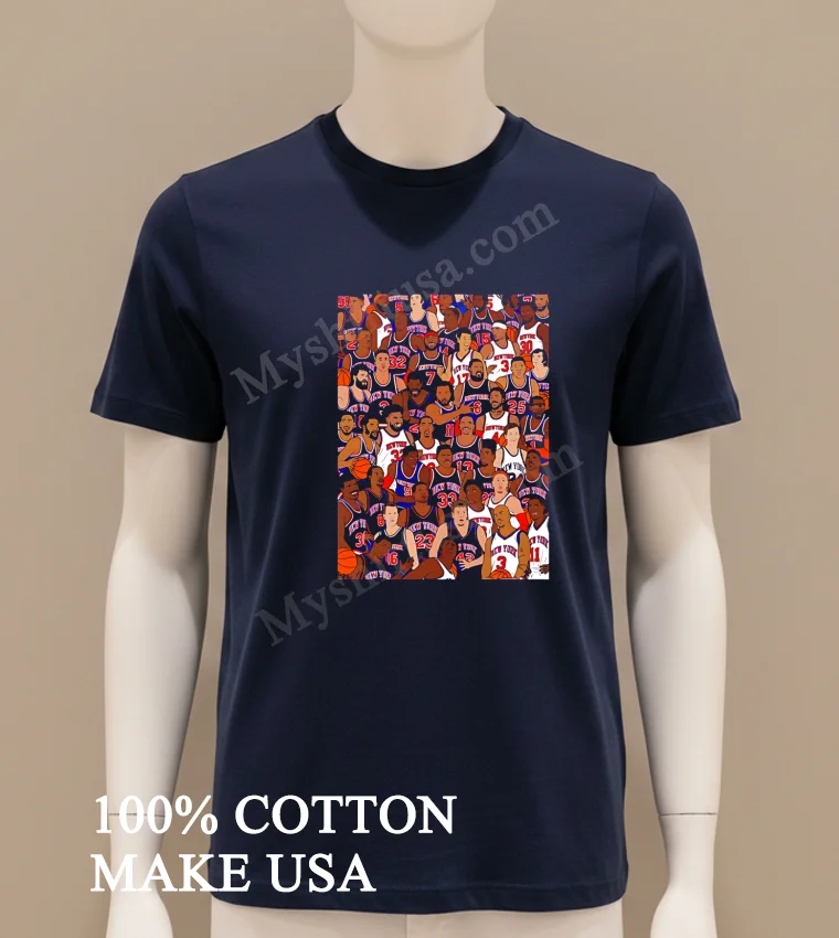 New York Basketball Players Collage Team Spirit Sports Graphic funny america t-shirts - navy-shirt New York Basketball Players Collage Team Spirit Sports Graphic Shirt Navy Shirt