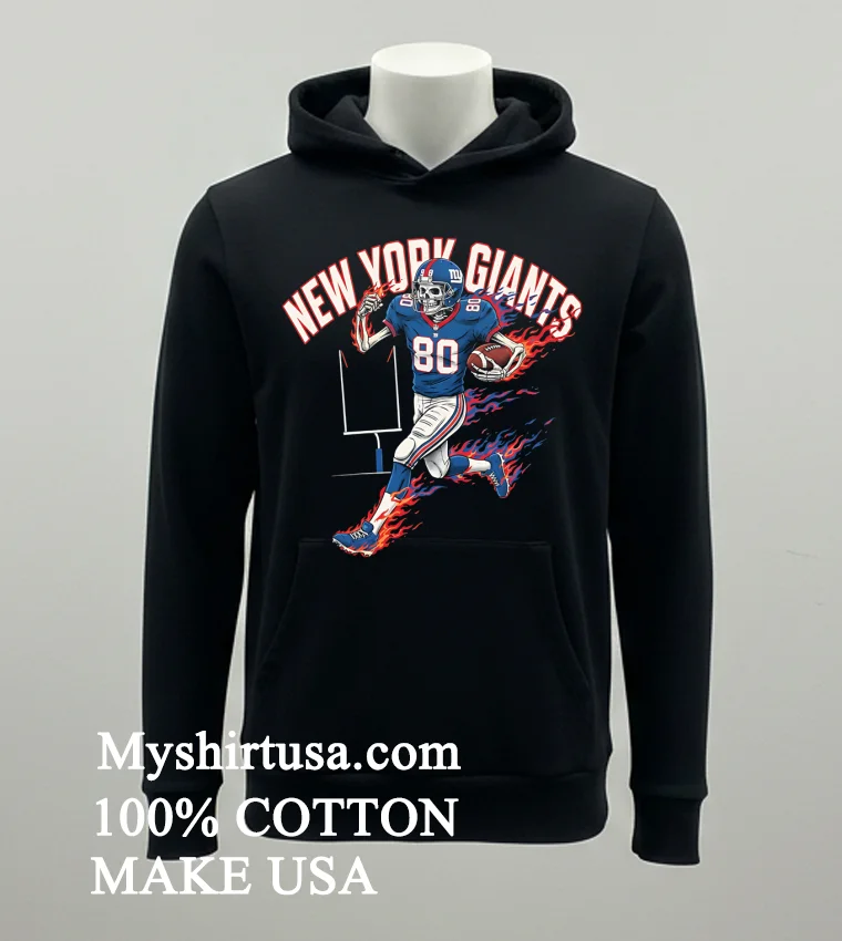 New York Giants Mens Football Skeleton Player Burning Shirt Balck Shirt