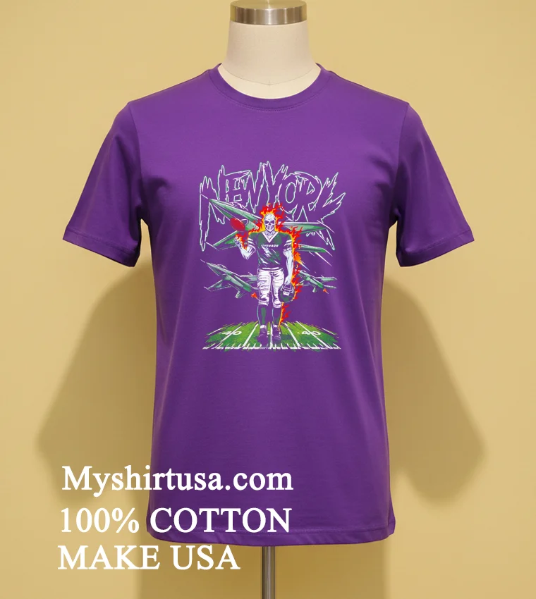 New York Jets Fighter Jets Skeleton Football Shirt Purple Shirt