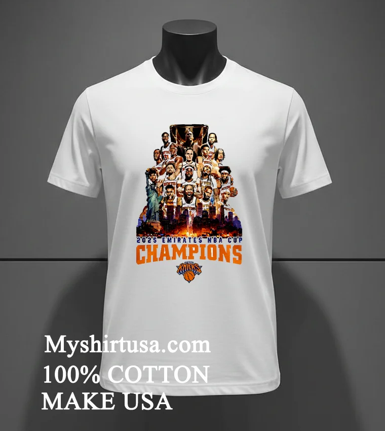 New York Knicks 2025 Nba Emirates Cup Champions Names White Shirt White T Shirt 2