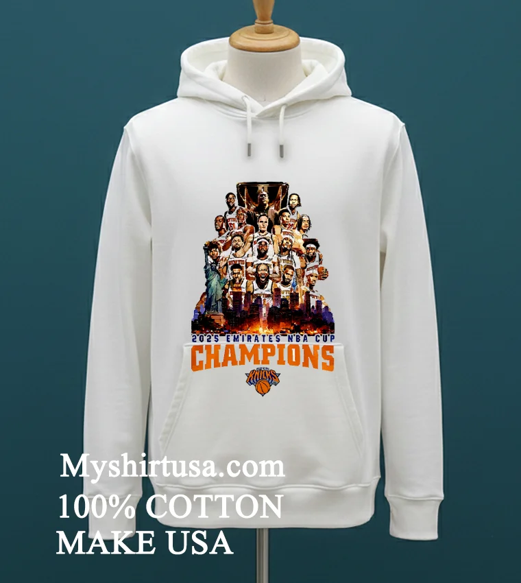 New York Knicks 2025 Nba Emirates Cup Champions Names White Shirt White T Shirt
