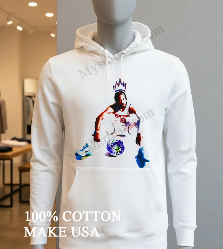 New York Number 11 Basketball Player Crowned Sitting Globe Shirt Hoodie Shirt