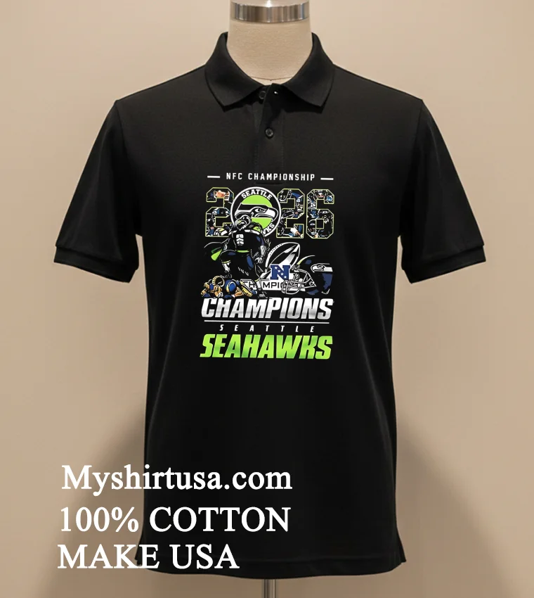 Nfc Championship Seattle 2026 Seahawks Champions Seattle Seahawks Mascot Defeating Rams Football Shirt Balck Shirt