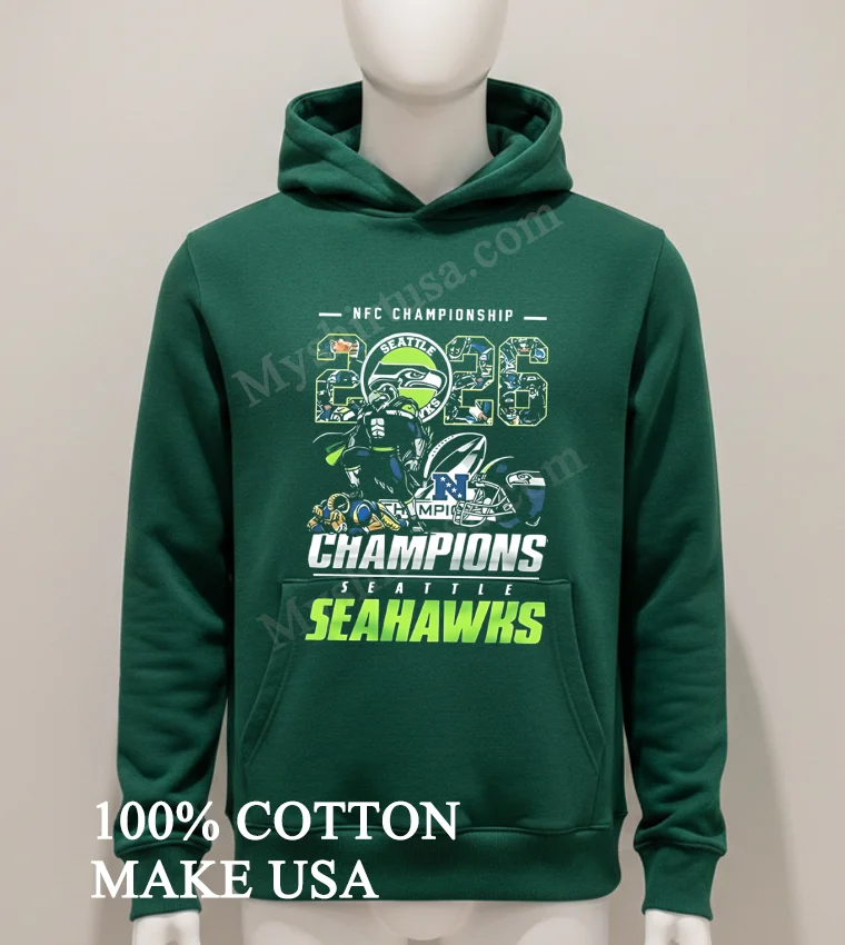 Nfc Championship Seattle 2026 Seahawks Champions Seattle Seahawks Mascot Defeating Rams Football Shirt Hoodie Shirt 1