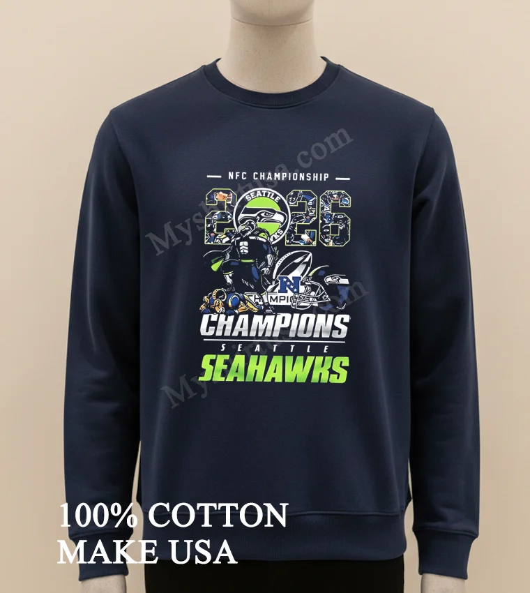 Nfc Championship Seattle 2026 Seahawks Champions Seattle Seahawks Mascot Defeating Rams Football Shirt - long sleve shirt Nfc Championship Seattle 2026 Seahawks Champions Seattle Seahawks Mascot Defeating Rams Football Shirt Long Sleve Shirt