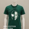 Nicolas Cage Spider Man Noir Split Face Mask Artistic Graphic Shirt Green Shirt