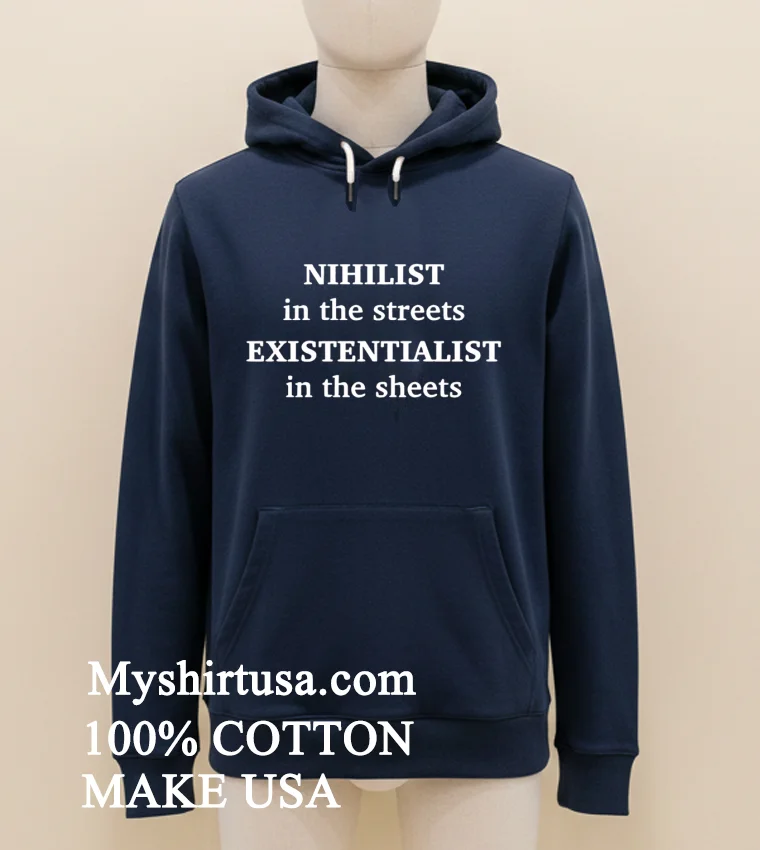 Nihilist In The Streets Existentialis In The Sheets Shirt Navy Shirt 1