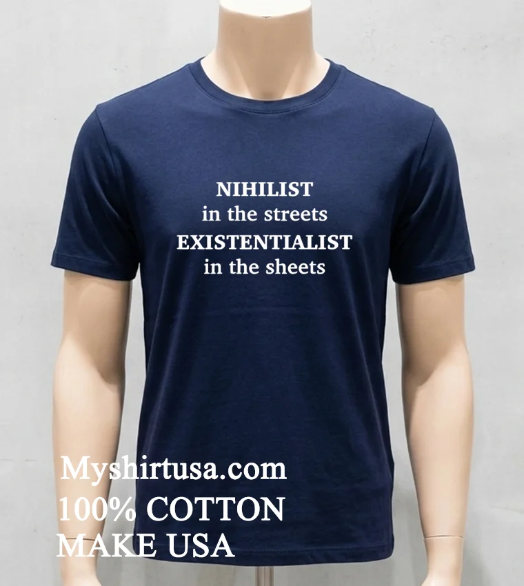 Nihilist In The Streets Existentialis In The Sheets Shirt - navy-shirt Nihilist In The Streets Existentialis In The Sheets Shirt Navy Shirt