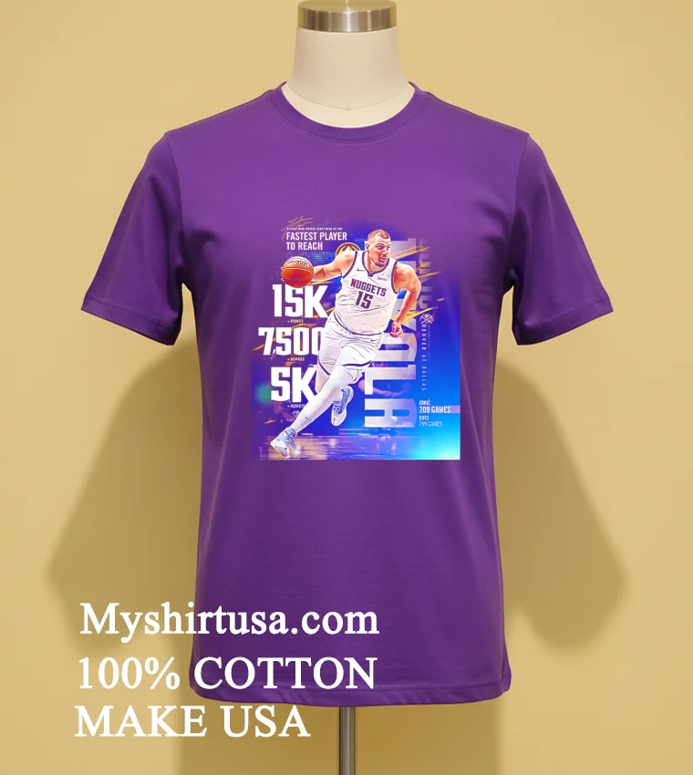 Nikola Jokic 3 Time Kia Mvp Became The Fastest Player To Reach 15000 Points 7500 Rebounds And 5000 Assists Shirt Purple Shirt