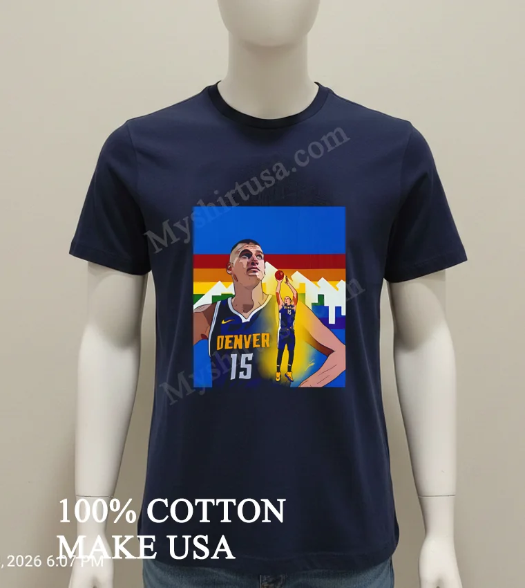 Nikola Jokic Denver Nuggets Essential funny america t-shirts - navy-shirt Nikola Jokic Denver Nuggets Essential Shirt Navy Shirt 1
