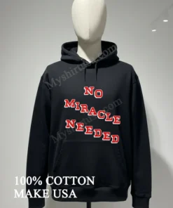 No Miracle Needed Bold Red Varsity Lettering funny america t-shirts