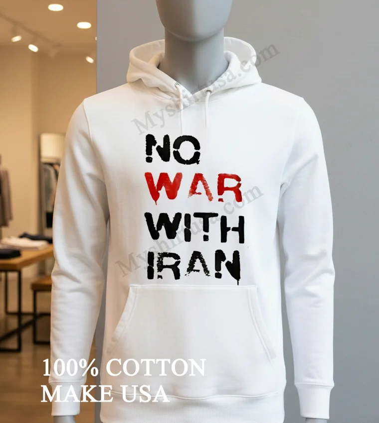 No War With Iran Red And Black Stencil Shirt Hoodie Shirt