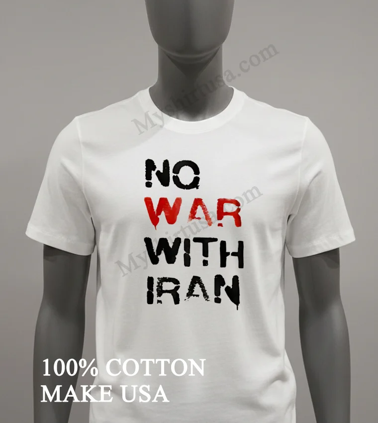 No War With Iran Red And Black Stencil Shirt White T Shirt 2