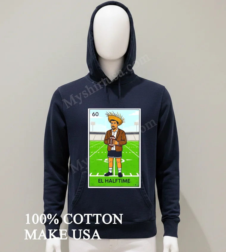 Number 60 El Halftime Loteria Card Style Mexican Footballer Character Shirt Balck Shirt