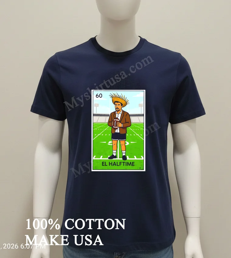 Number 60 El Halftime Loteria Card Style Mexican Footballer Character Shirt Navy Shirt 1
